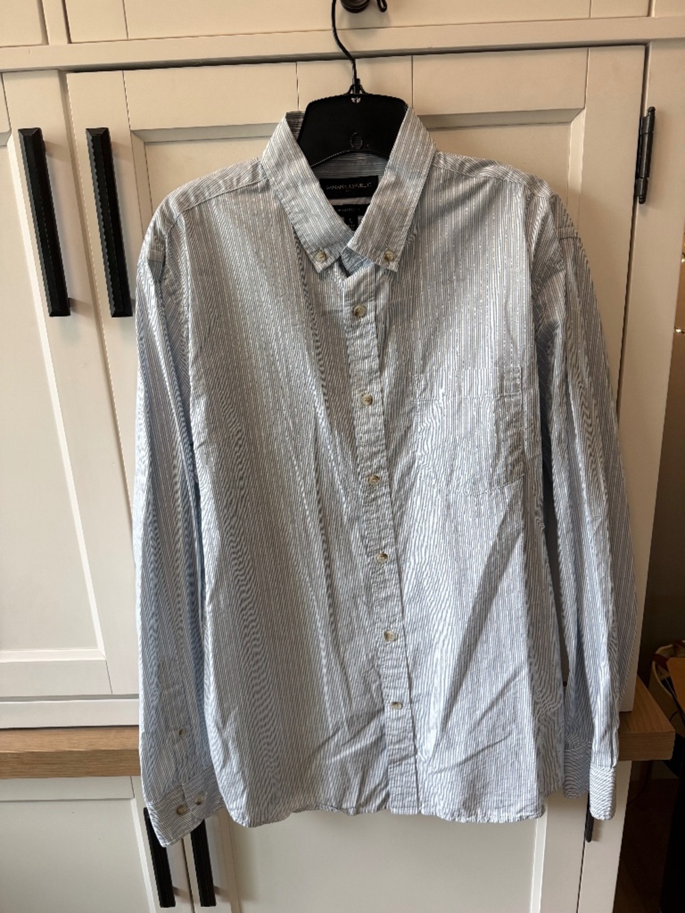 Banana Republic Untucked Fit Blue White Striped Button Down Shirt Men's Large L